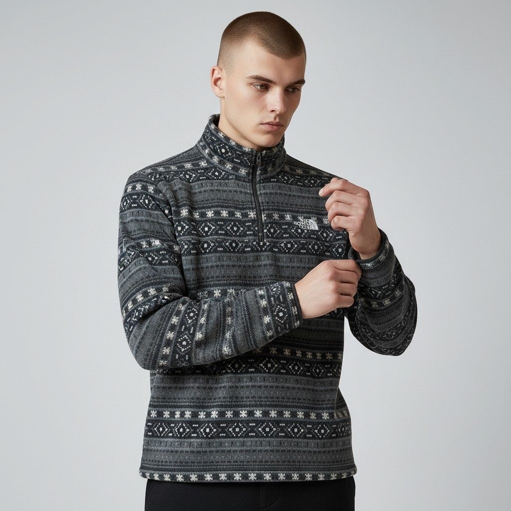 The North Face TKA 100 1/4 Zip Fleece XL Grey Fair Isle NF0A4QSG Pullover